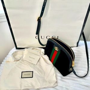Gucci Ophidia Gg Logo Suede Leather Black Cross Body Bag